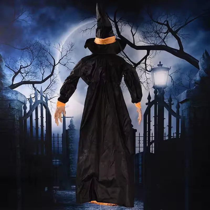 Animatronic Talking Witch Halloween Prop — Motion-Activated Glowing Red Eyes Outdoor Decor