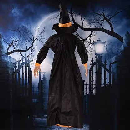 Animatronic Talking Witch Halloween Prop — Motion-Activated Glowing Red Eyes Outdoor Decor