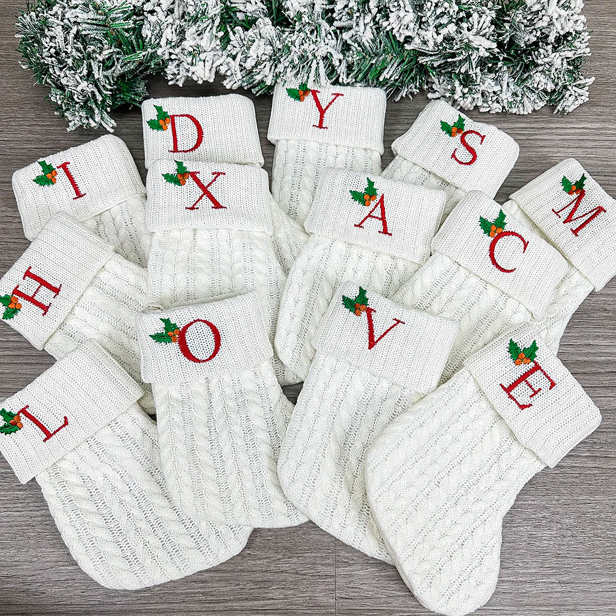 Personalized Letter Christmas Stocking — Alphabet Initial Holiday Gift Bag & Tree Decor
