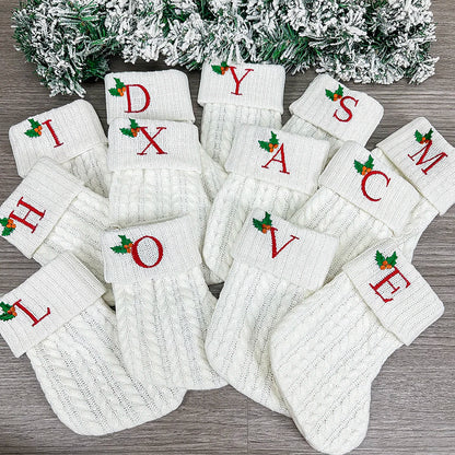 Personalized Letter Christmas Stocking — Alphabet Initial Holiday Gift Bag & Tree Decor