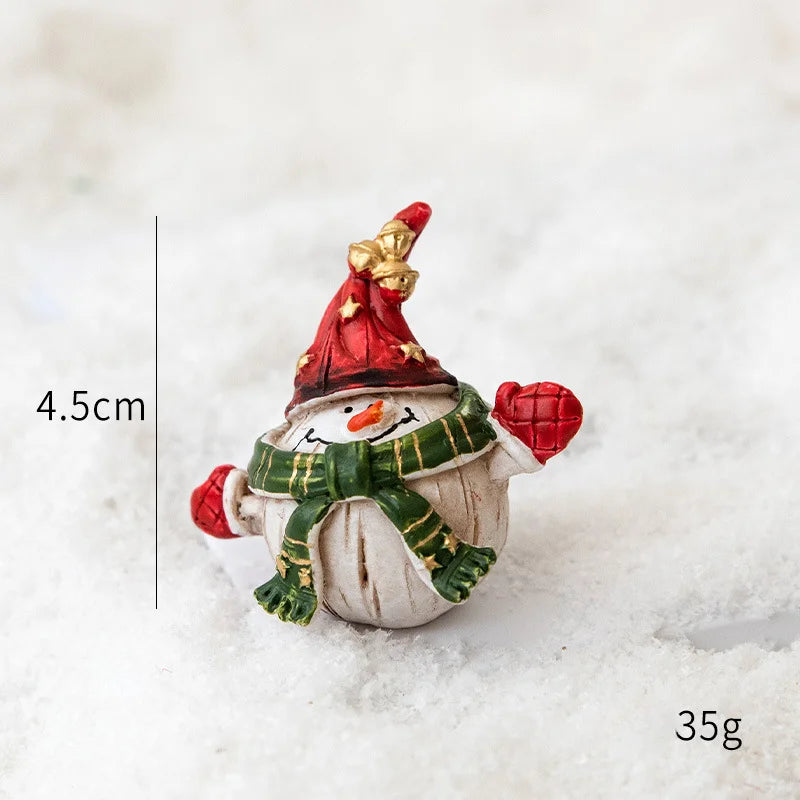Christmas Resin Santa & Snowman Desktop Figurine – Holiday Décor & Photography Prop