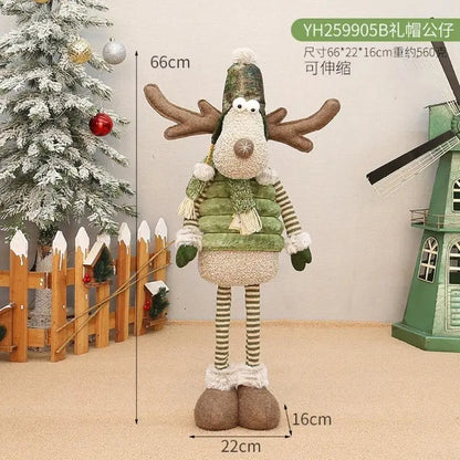 Plush Santa Hat Reindeer Doll — Christmas Tree & Shelf Decoration
