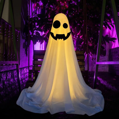 Halloween Standing Ghost Decoration with Witch Hat — Spooky Lawn & Indoor Decor