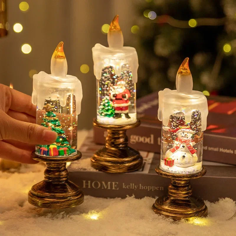 Christmas Crystal Ball Music Box Lantern — Snowflake Holiday Candlestick Decor