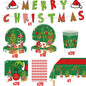 2026 Christmas New Decorations Green Party Tableware Set Disposable Paper Plates Cups Napkins For New Year Eve Dinner Supplies