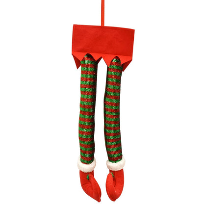 Christmas Elf & Santa Legs Plush Ornament – Stuffed Felt Feet for Tree, Wreath & Holiday Décor