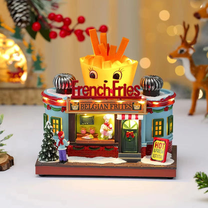 Christmas Lighted Music Box – Resin Santa Ornament for Home, Café & Holiday Gifting