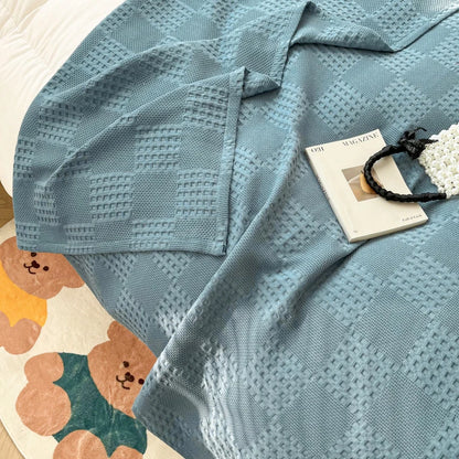 100% Cotton Waffle Throw Blanket — All-Season Sofa & Bed Cover