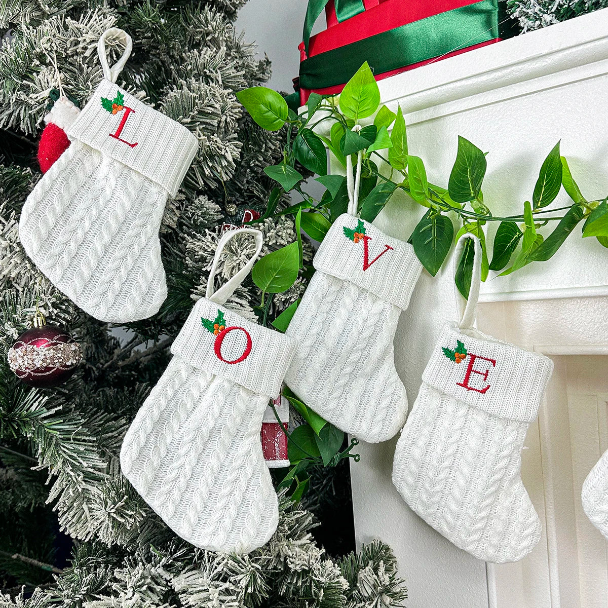 Personalized Letter Christmas Stocking — Alphabet Initial Holiday Gift Bag & Tree Decor