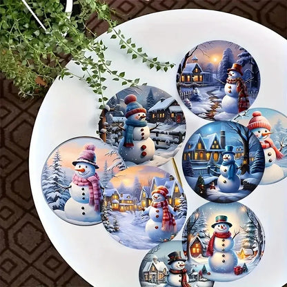 Christmas Wooden Coasters — Set of 8 Anti-Slip Festive Cup Mats for Bar & Home