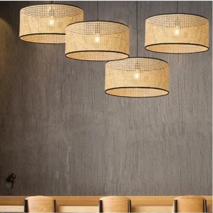 Modern Handwoven Bamboo Rattan Pendant Lamp Shade — 40cm Natural Weave