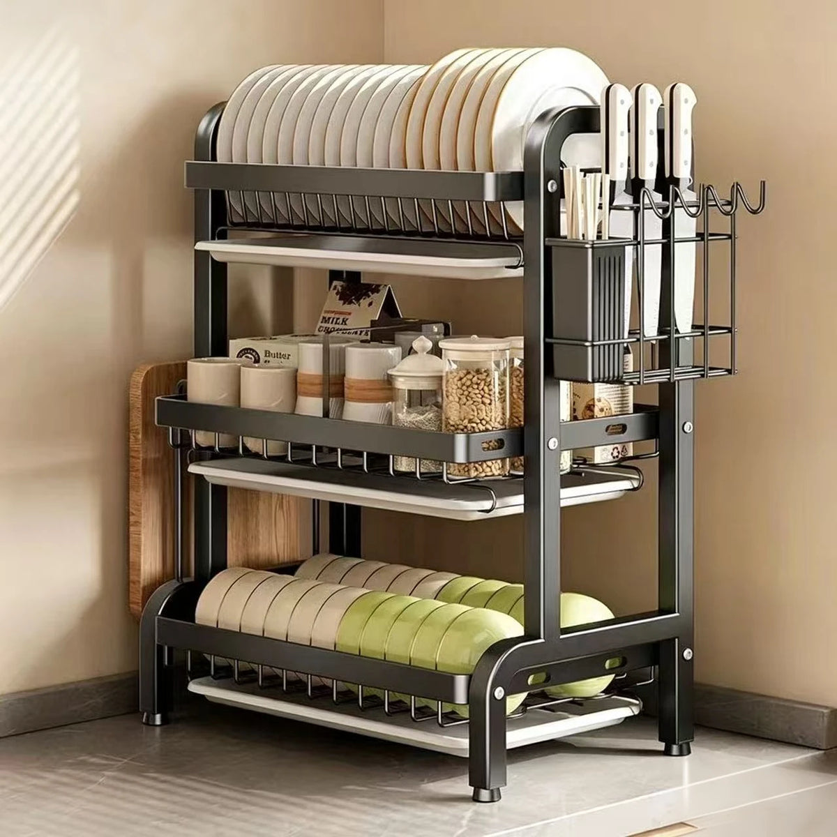 2&3 Tier Kitchen Dish Rack Bowl Plate Holder Counter Storage Organizer