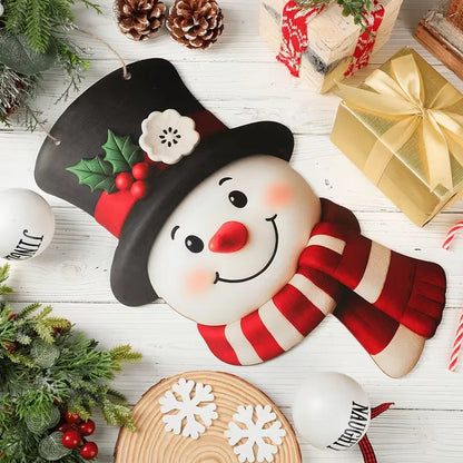 Farmhouse Snowman Door Hanging — Winter Welcome Sign for Front Door & Wall