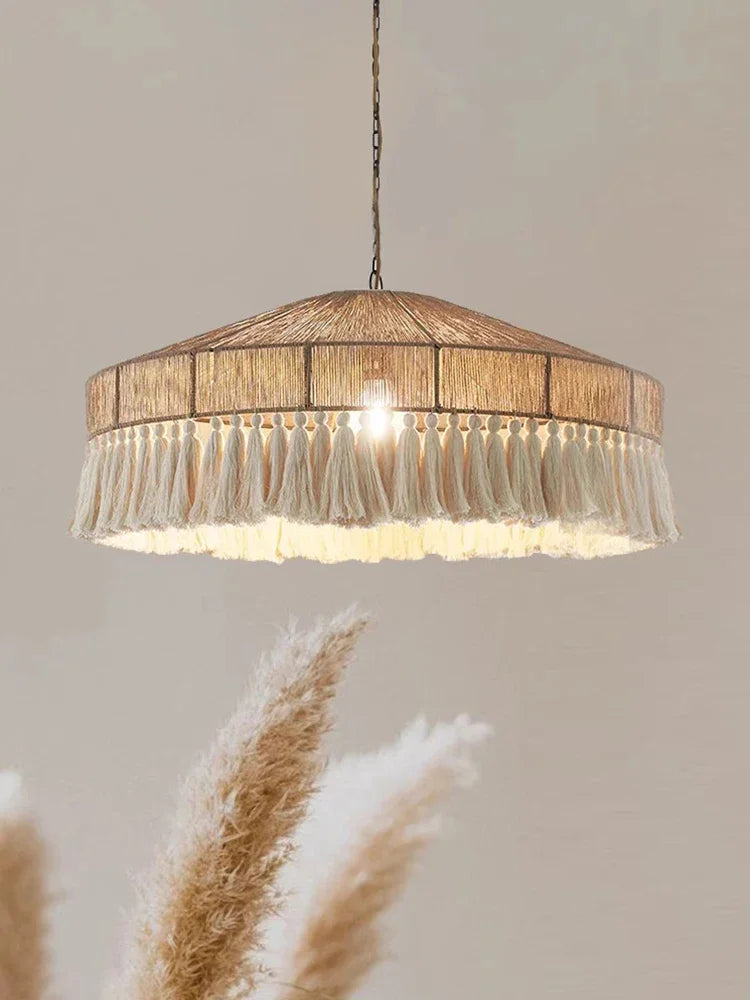 Retro Wabi-Sabi Rattan Handmade Pendant Light — Nordic Boho Chandelier