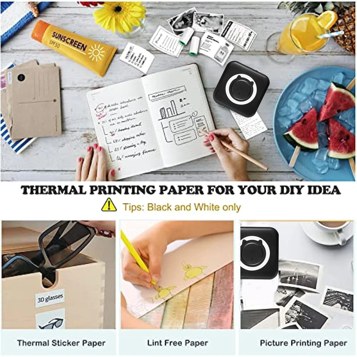 Mini Portable Thermal Photo & Label Printer — Wireless Bluetooth, 58mm, iOS & Android