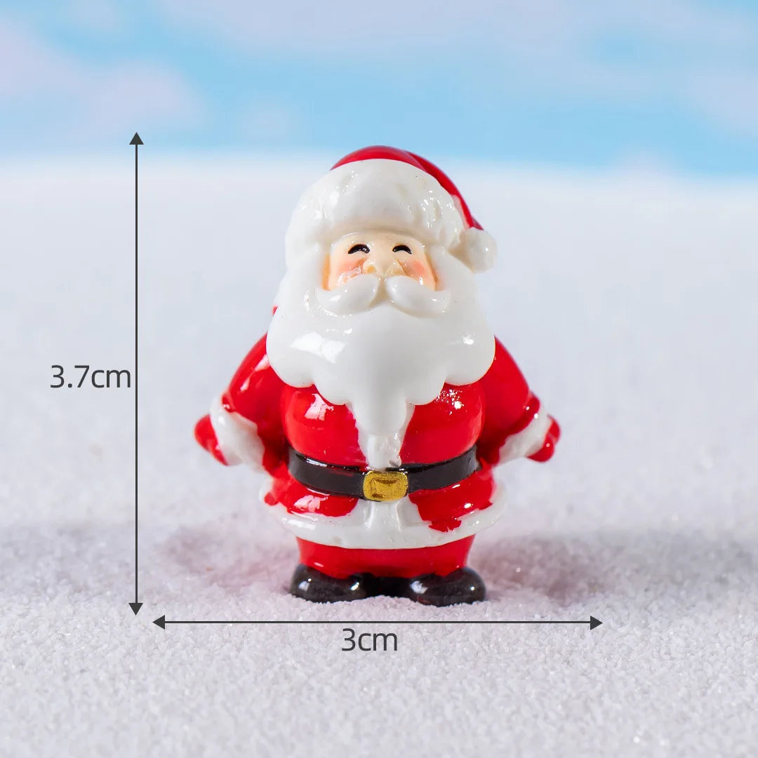 Christmas Resin Miniature Figurines – Santa, Elk & Snowman Holiday Décor Statues