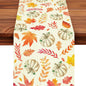 Fall Table Runner Printed Thanksgiving Maple Leaf Linen Runners, Seasonal Autumn Holiday Table Decor for Kitchen, Dining, Party