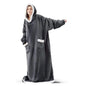 Suer Long Flannel Sherpa Wearable Blanket Winter Warm Blanket with Sleeves Hoodie Sweatshirts Oversized  TV Blanket Pullover