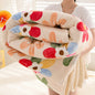 Floral Sherpa Fleece Blanket Thick Warm Double Layer Plush Autumn Winter Blankets for Bed Tulip Printed Soft Sofa Throw Blanket