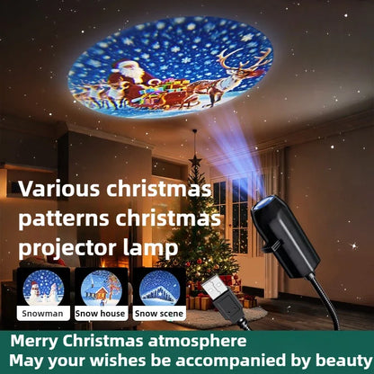 Christmas Projector Light – Glowing Santa & Snow Scene Bedroom Ornament