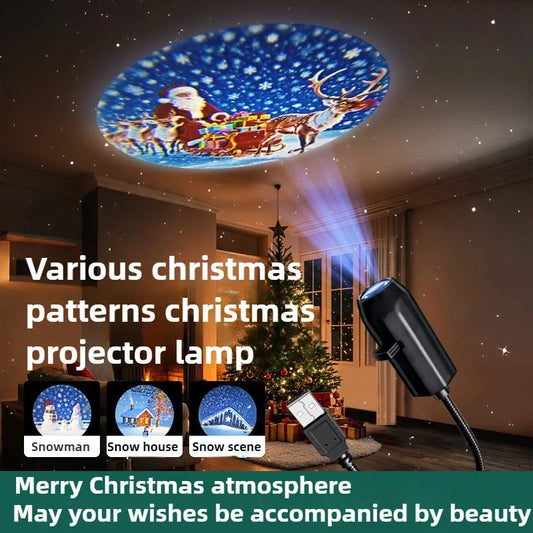 Christmas Projector Light – Glowing Santa & Snow Scene Bedroom Ornament