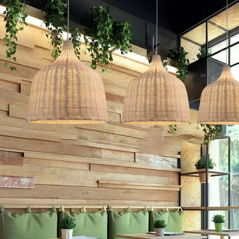 Southeast Asia Hand-Woven Rattan Pendant Chandelier — Boho Bamboo Lantern