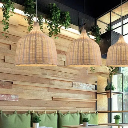 Southeast Asia Hand-Woven Rattan Pendant Chandelier — Boho Bamboo Lantern