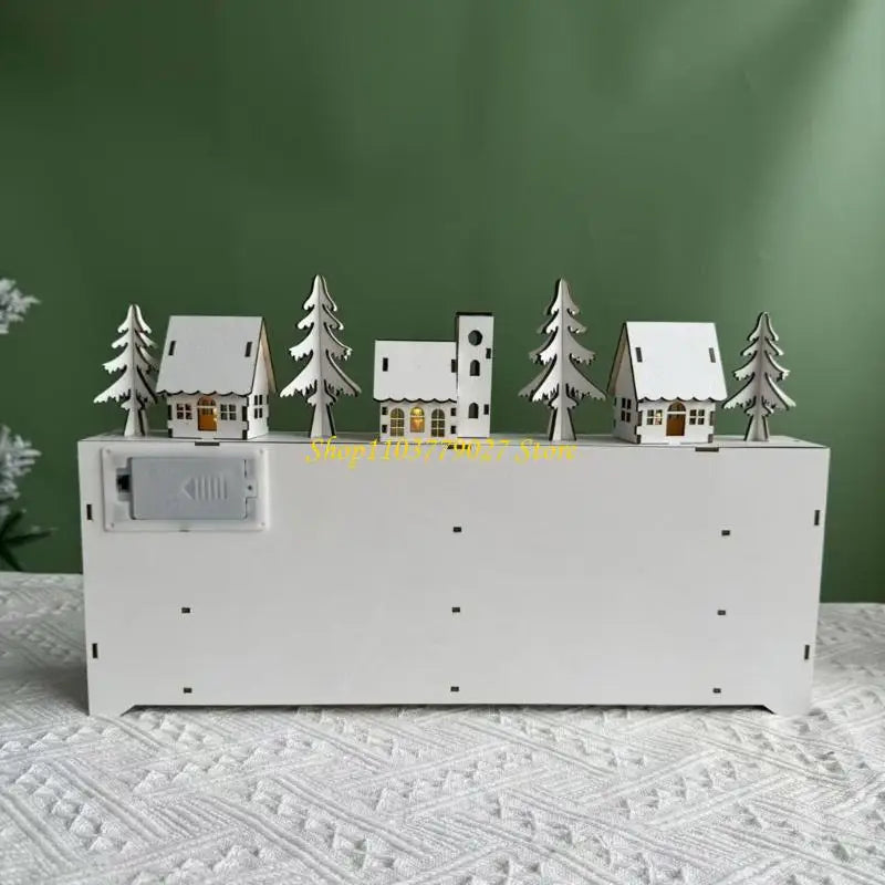 24-Day Christmas Countdown Advent Calendar with LED Lights — Wooden Snowman Decor