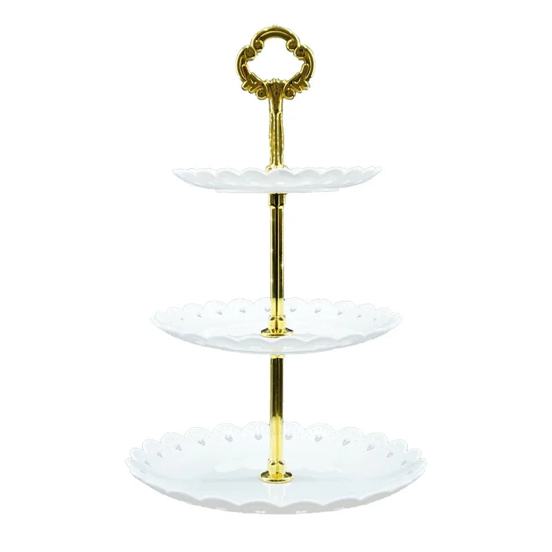 3 Tier Cake Tray Afternoon Tea Wedding Plates Party Tableware European Simply Style Creative Petal Fruit Tray Display Shelf