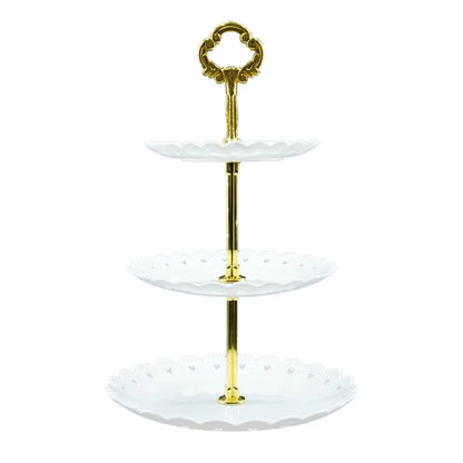 3 Tier Cake Tray Afternoon Tea Wedding Plates Party Tableware European Simply Style Creative Petal Fruit Tray Display Shelf