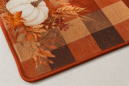Fall Pumpkin Plaid Table Runner Autumn Harvest Maple Leaf Print Dining Table Decor Farmhouse Thanksgiving Home Decoration