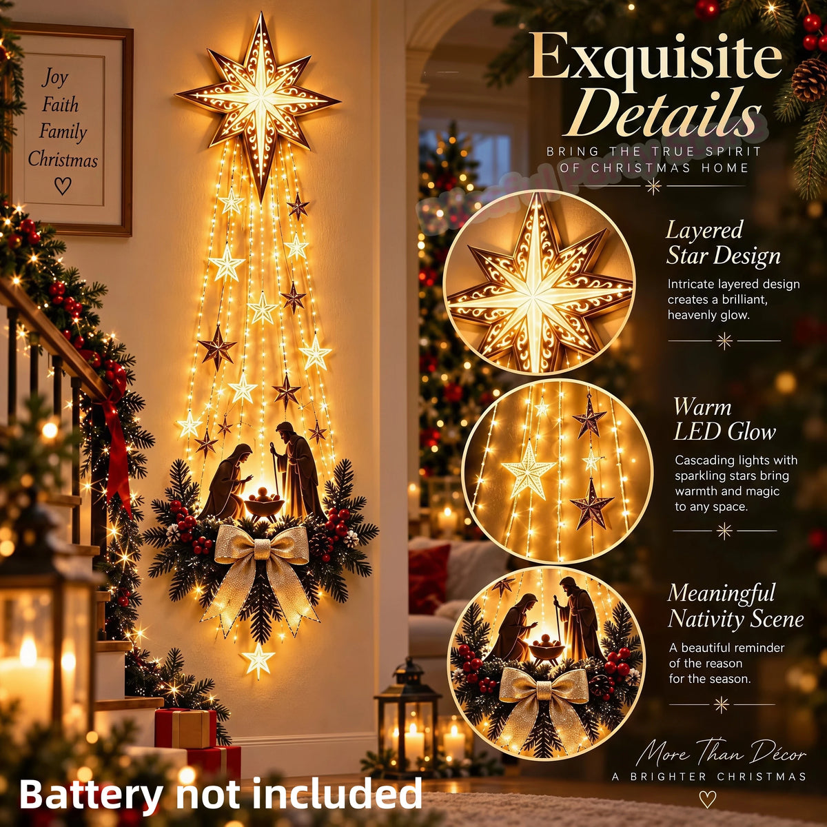 Christmas LED Glowing Wall Hanging Ornament – Lighted Holiday Scene Décor
