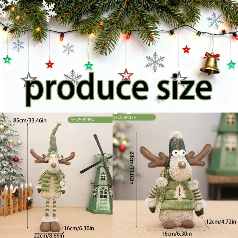 Plush Santa Hat Reindeer Doll — Christmas Tree & Shelf Decoration