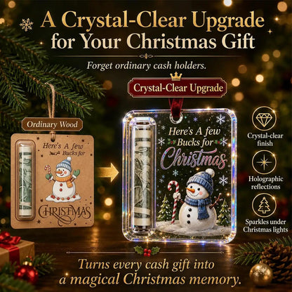 Christmas Acrylic Cash Holder Ornament — Reusable Holographic Money Gift