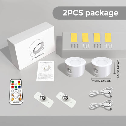 RGB LED Wall Sconce — Battery USB Rechargeable, Touch Control, 360° Rotation, 3-Level Brightness