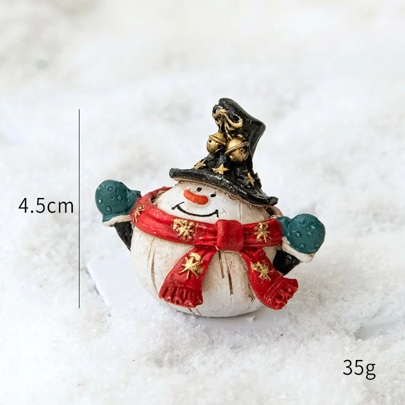 Christmas Resin Santa & Snowman Desktop Figurine – Holiday Décor & Photography Prop