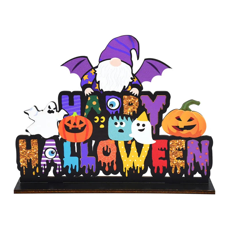 Halloween Wooden Pendant Ornaments — Pumpkin, Ghost & Trick-or-Treat Door & Party Decor
