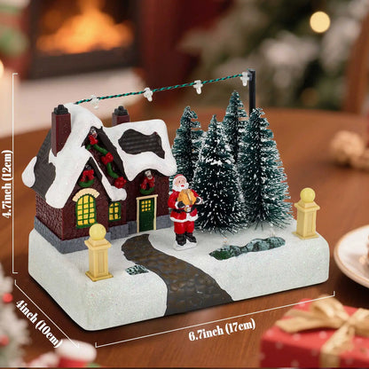Christmas Village Scene – LED Lighted Collectible Building with Santa, Trees & Snow Décor