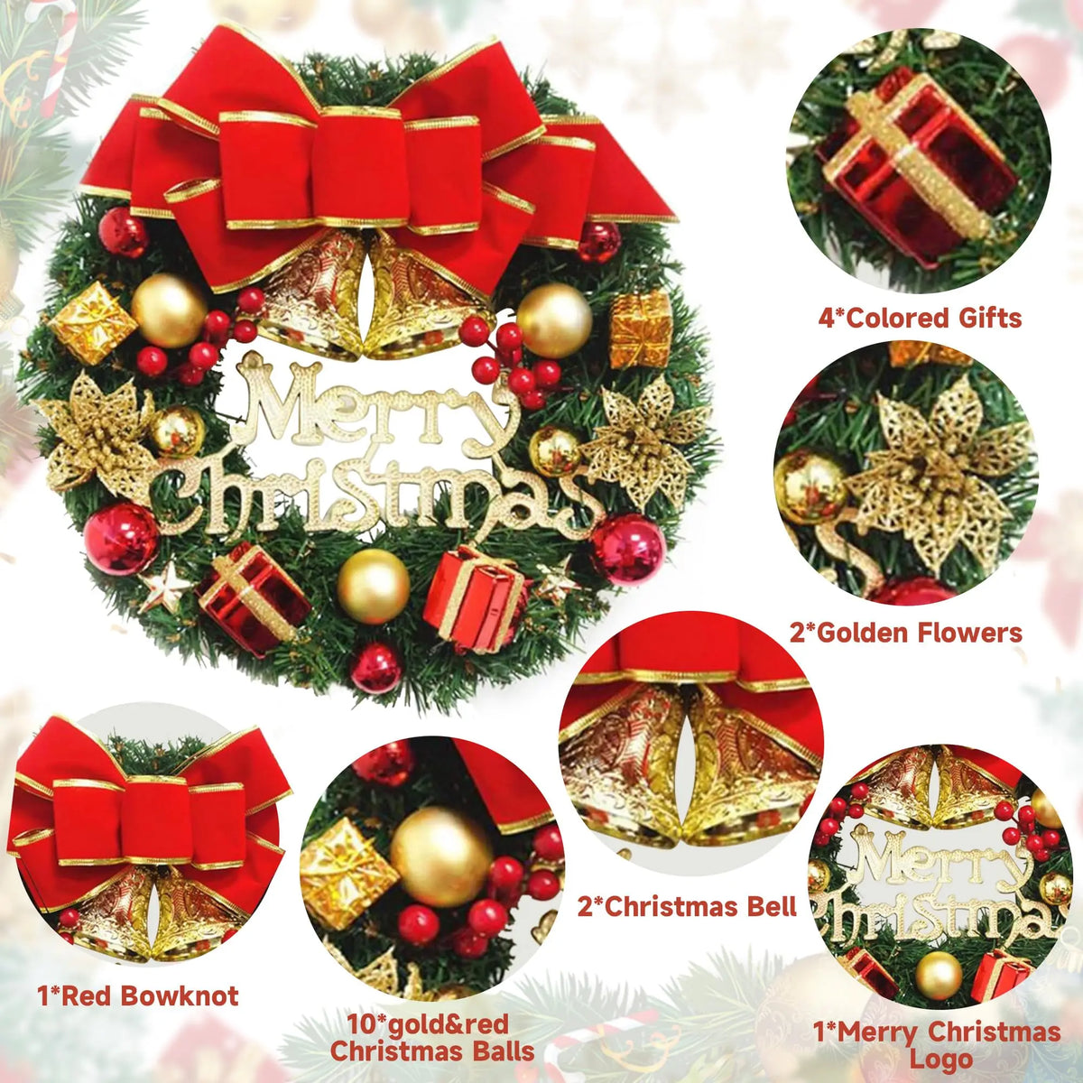 Handmade Christmas Wreath — Lush Simulation Greenery Door & Window Decoration