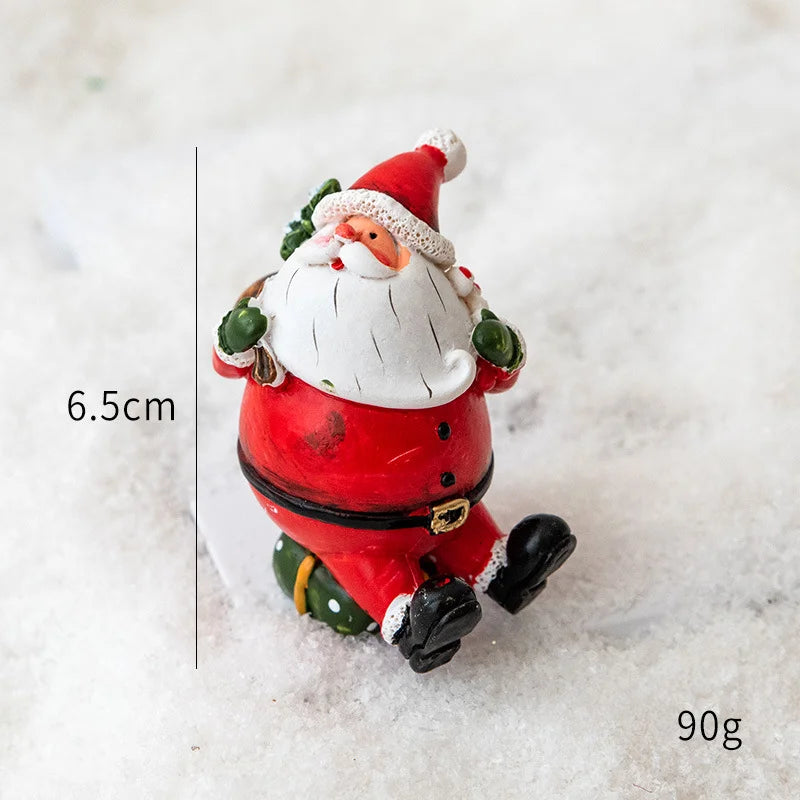 Christmas Resin Santa & Snowman Desktop Figurine – Holiday Décor & Photography Prop