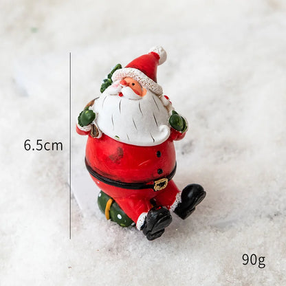 Christmas Resin Santa & Snowman Desktop Figurine – Holiday Décor & Photography Prop