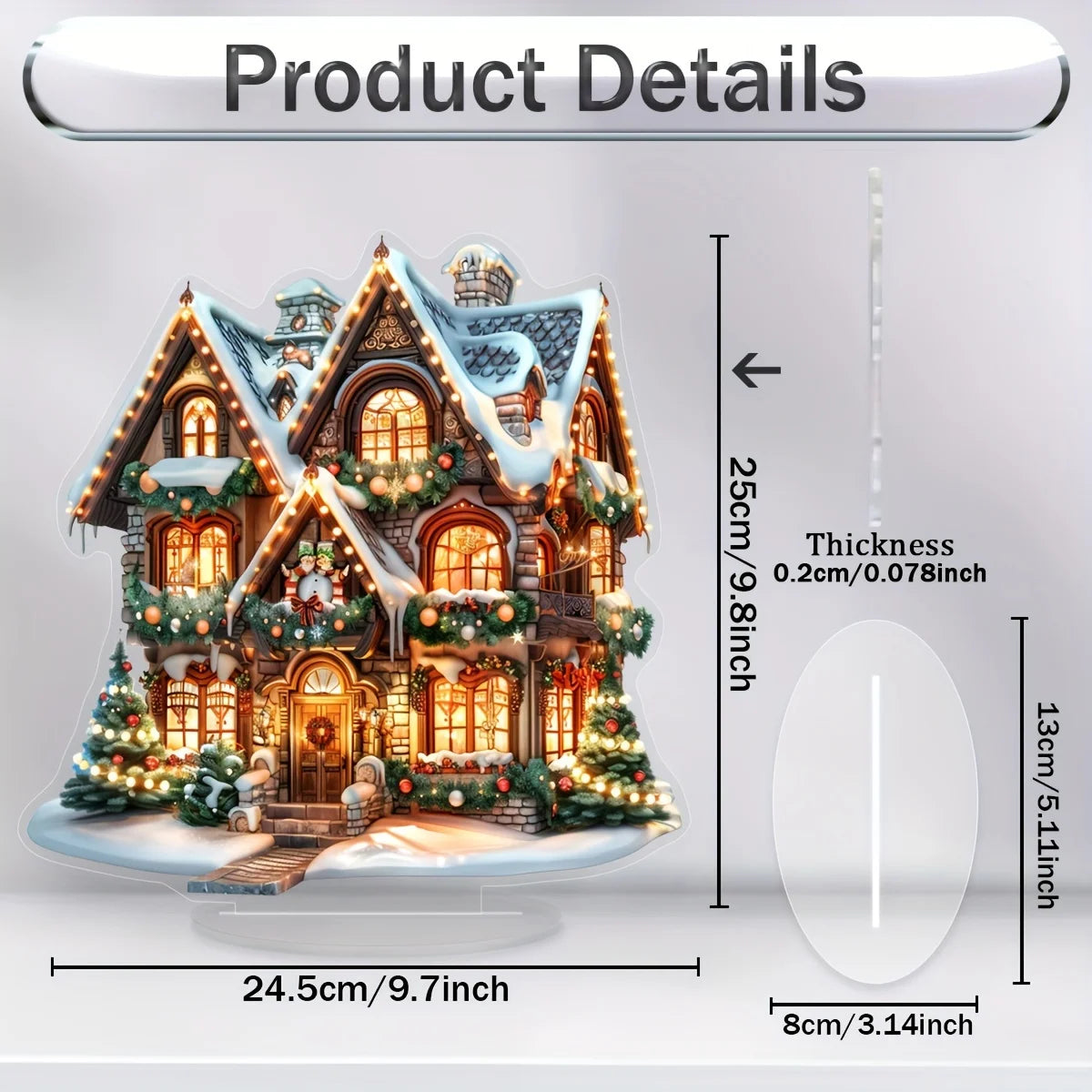 Christmas Acrylic Hanging Ornament – 2D Castle & Snow House Pendant