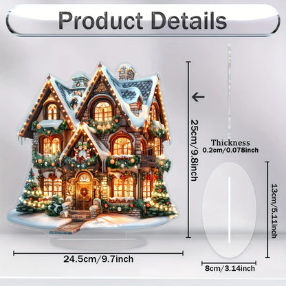 Christmas Acrylic Hanging Ornament – 2D Castle & Snow House Pendant