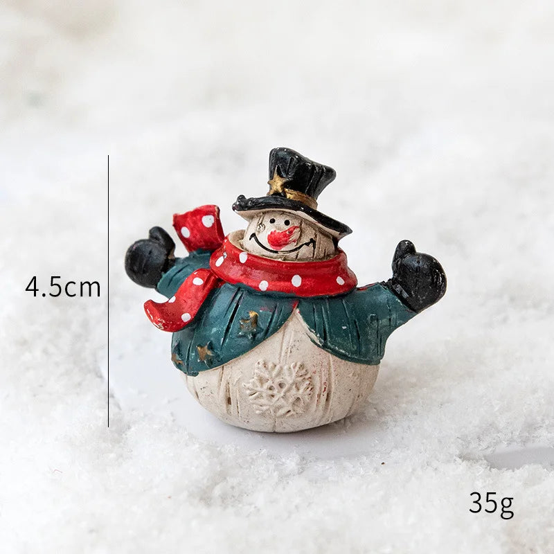 Christmas Resin Santa & Snowman Desktop Figurine – Holiday Décor & Photography Prop