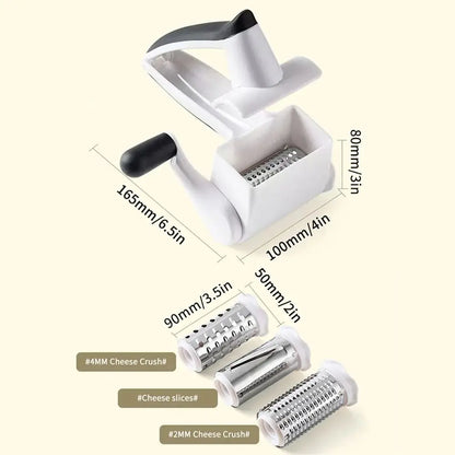 3-in-1 Hand-Cranked Cheese Grater Rotary Multi-functional Parmesan Cheese Shredder Hand Crank Detachable Chocolate Grater Butter