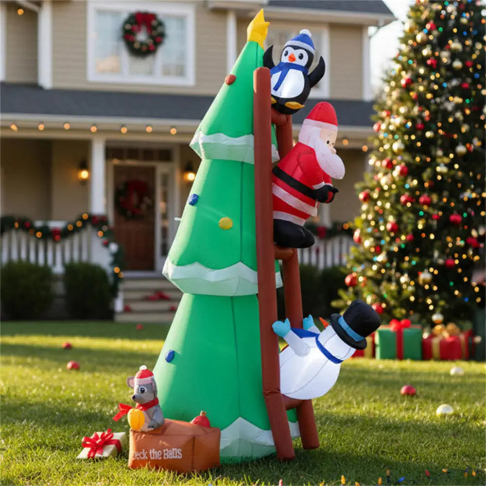 Christmas Inflatable 7FT Santa Claus Climbing Tree – Lighted Outdoor Yard Decor