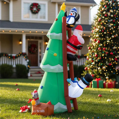 Christmas Inflatable 7FT Santa Claus Climbing Tree – Lighted Outdoor Yard Decor