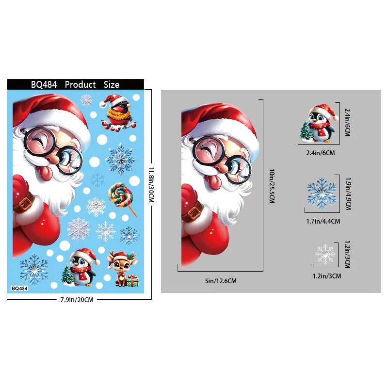 Christmas Window Stickers – Gingerbread Man, Santa, Snowman & Snowflake Decals