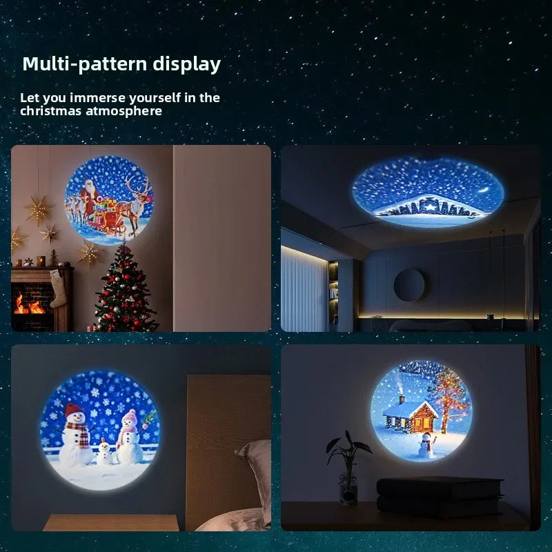 Christmas Projector Light – Glowing Santa & Snow Scene Bedroom Ornament