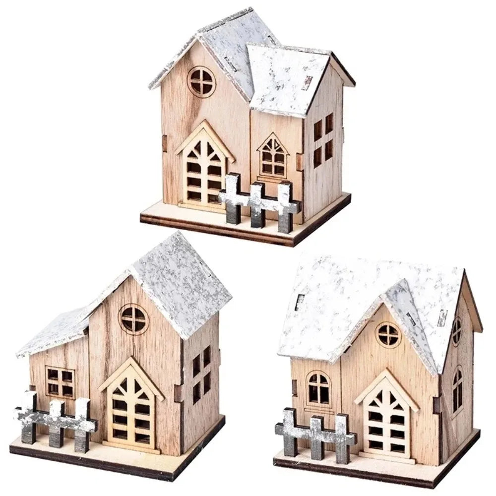 Christmas LED Wooden Cabin Ornament – Glowing Holiday House for Tree & Home Décor